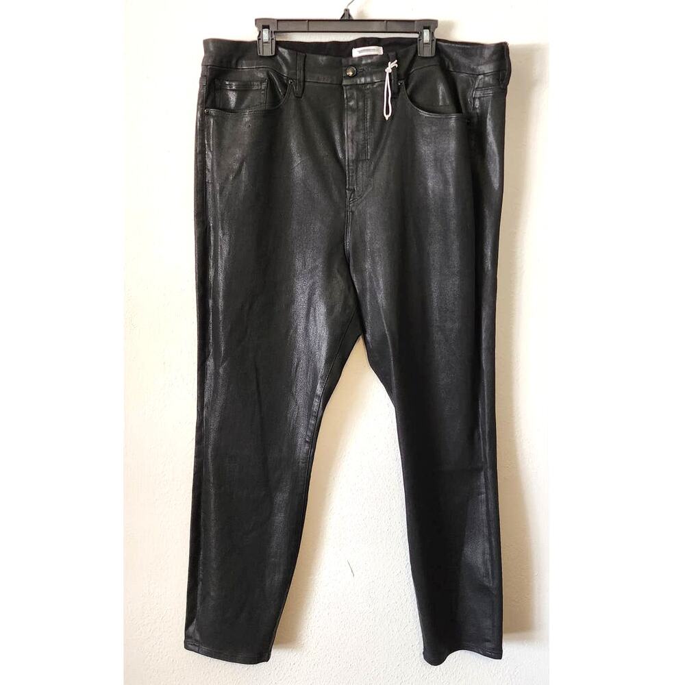 Good American Good Legs Black Coated Skinny Jeans Plus Size 24 NWOT